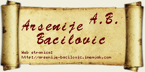 Arsenije Bačilović vizit kartica